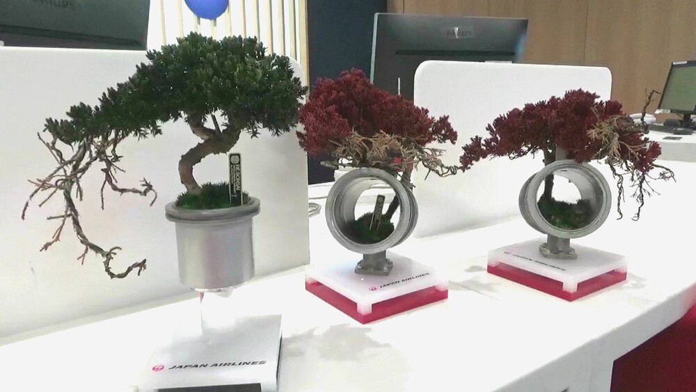 役目を終えた航空機部品がモダンな盆栽アートとして蘇る　成田空港で展示中