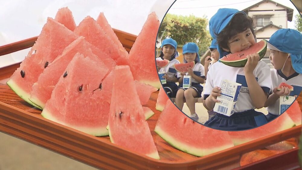 八街産スイカ　地元園児ら一足早く味わう　千葉