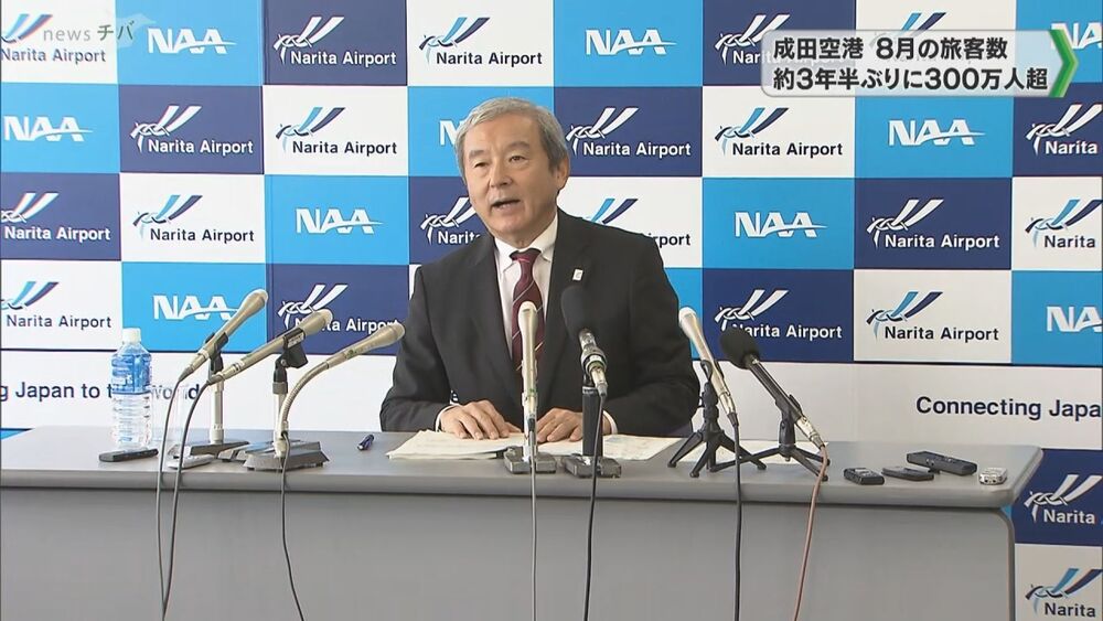 成田空港 8月旅客数 約3年半ぶりに300万人突破