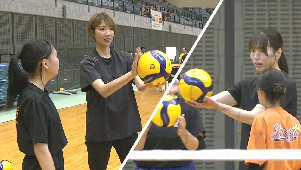 バレーボール元日本代表　石井優希さんと新鍋理沙さんが千葉市の中学生を指導