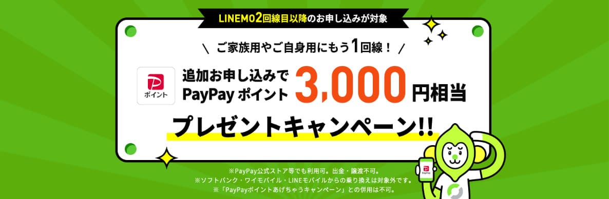 LINEMO 追加申込　PayPay