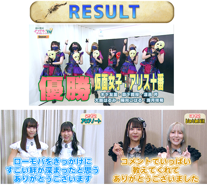 RESULT,リザルト,結果発表